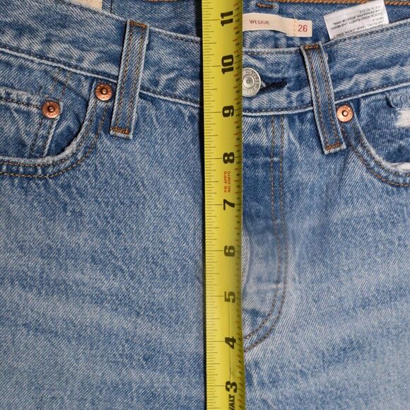 Levis Wedgie Straight Leg Jeans Womens 26 Blue Distressed Mid rise Denim - Picture 12 of 12